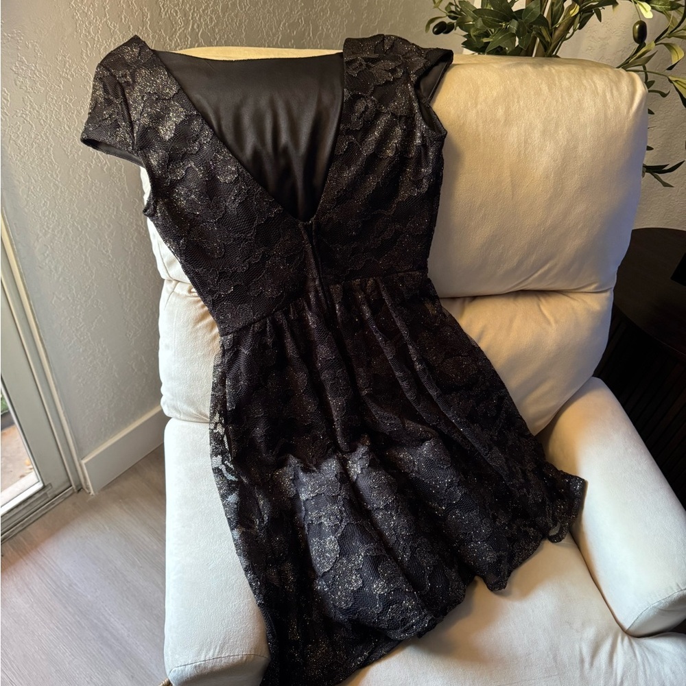 B. Darlin Black Lace Shimmer Fit & Flare Party Dress | Size 5/6 - Picture 10 of 11